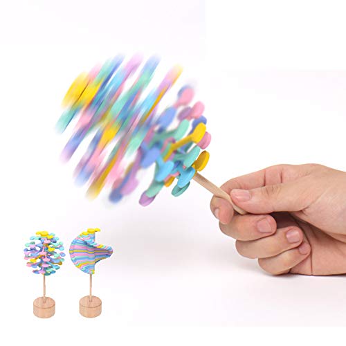 MeetUs Christmas Magic Rotating Toy Wooden Rotary Relief Bar Stress Relief Toys Puzzle Desk Fun Decompression Toy for Children and Adults,Home and Office Decor