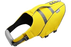 MIGOHI Dog Life Jacket, Reflective Dog Swimming Vest with High Flotation and Rescue Handle, Ripstop Dog Lifesaver for Small Medium Large Dogs, Pet Safety Water Vest for Swimming Boating Surfing