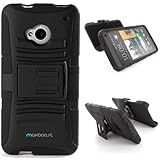 Maxboost HTC One Case (M7) Shell Holster Combo - Dual Layered Protective Case for HTC One M7 with Kick-Stand Belt Clip Holster - Fits HTC One M7, HTC M7 2013 Release 4.7 Inch