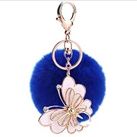 ColorWind New Trend Butterfly Key Chains Creative car Keychain Couple Bag Key Chain Rex Rabbit Plush Ball Key Ring Bag Pendant 5