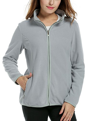 Nagoo Autumn Winter Basic Jacket Full-Zip Fleece Jacket (S, Gray)