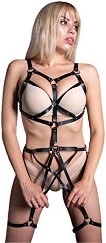 革ボディハーネス ボンテージ束縛具 プレイ拘束女性用 セクシー 趣味の服装 舞台夜店の道具衣装 鋼管ダンサーの王服 夫婦のおもちゃ 大人のPU革の服 コスチューム 過激下着 穴あき サイズ調節可能 黒