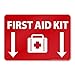 First Aid Kit Sign, (2 Pack) Sticker, 10x7 Inches, 4 Mil Vinyl Self Adhesive Durable Decal Stickers, Long Lasting, Weatherproof and UV Protected, Made in USA by Signs