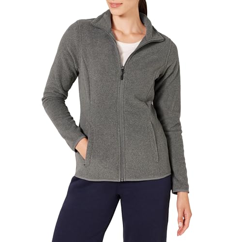 AMAZON ESSENTIALS WOMEN’S CLASSIC-FIT FULL-ZIP POLAR SOFT FLEECE JACKET (AVAILABLE IN PLUS SIZE), CHARCOAL HEATHER, 2X