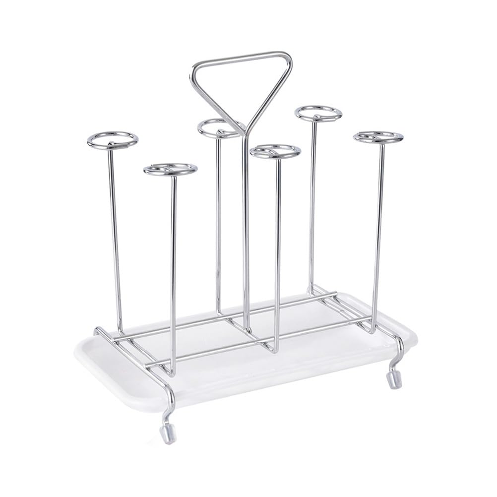 Lurrose Cups Draining Holder Mugs Hanging Stand Rack Drying Shelf Kitchen Organizer Metal Cup Holder Caddy with Stable Square Base for Countertop Storage