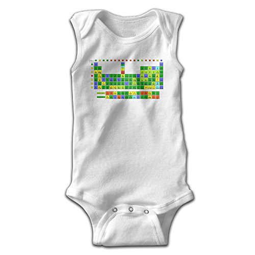 EVPOPC LVMI Periodically Periodic Table Of Elements Baby Boys' Sleeveless Romper Creeper White