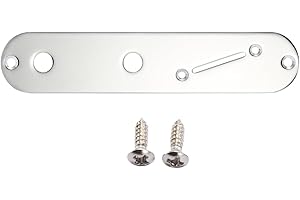 KAISH Metal 32mm Width Slanted Tele Control Plate with Angled Switch Hole for Telecaster Guitar Chrome