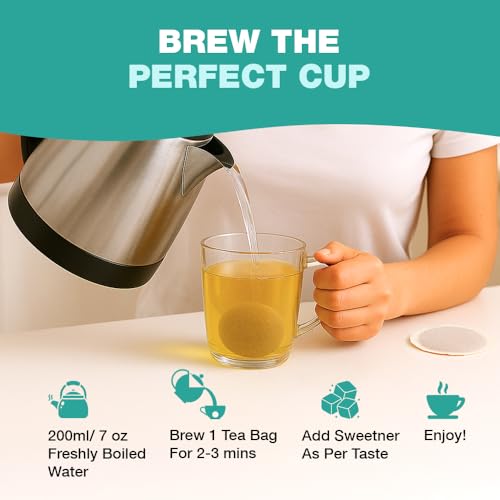 HANDPICK, Spearmint Tea (100 Herbal Tea Bags) Premium Spearmint Leaves, Caffeine Free | Non-GMO, Gluten Free | 100% Halal Certified | Round Eco-Conscious Tea Bags | Light & Fresh