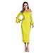 Corala Women Off Shoulder Ruffle Long Sleeve Bodycon Party Midi Dress,Yellow,XLarge