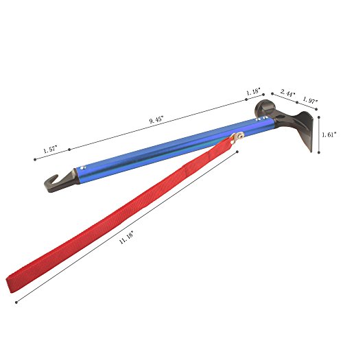 Yoport Aluminum Tent Hammer with Tent Stake Remover, Lightweight & Portable for Outdoor Camping Hammer Tent Nail Hammer or Stake Puller(Blue)