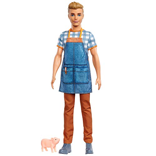 Barbie GJB62 - „Spaß auf dem Bauernhof“ Ken Puppe mit blonden Haaren und Ferkel, Mehrfarbig