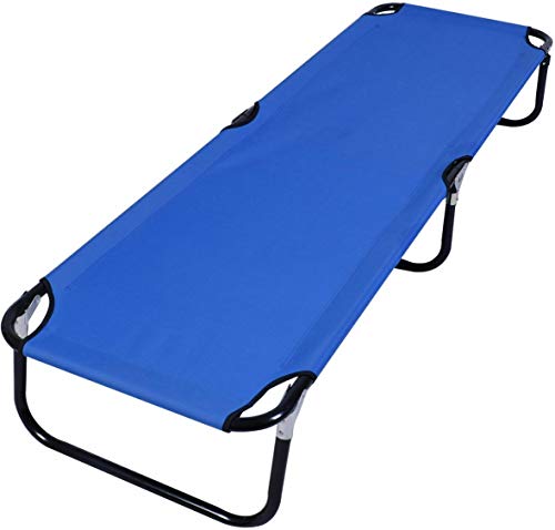 United Family Shop Outdoor Folding Camping Cot – Portable Folding Camping Bed – Sleeping Hammock – 600D – Military Army Medical Hiking – Blue – Gift Yoga E-Book