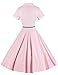 GownTown 1950s Vintage Short Sleeve Rockabilly Swing Dress,Pink,Large