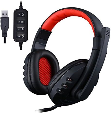 USB Headset Wired Stereo Sound Inline Control Gaming Headset with Microphone Noise Isolating