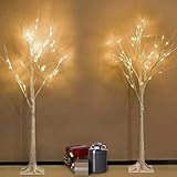 2-Pack 4FT Lighted Birch Tree, Higher Size