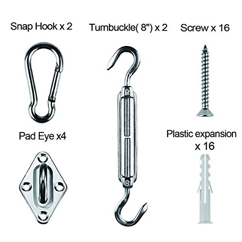 LOVE STORY Sonnensegel, Hardware-Kit für rechteckige, robuste Sonnensegel, Installation, 20,3 cm, 316 Edelstahl, für… – Bild 4