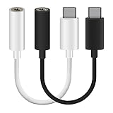 FanTEK 2-Pack USB Type C 3.1 Male to 3.5mm Female Stereo Audio Jack Headphone Adapter Cable for Moto Z Series, New Macbook, Macbook Pro, Letv 2/Max 2/LeEco Le S3 (Black and White)