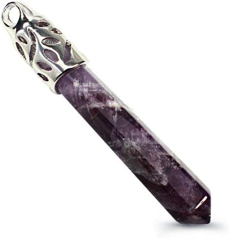 Vault Limited Natural Amethyst Healing Point Jewelry Pendant - Free Black Silk Cord Necklace (Lobster Clasp Lock)
