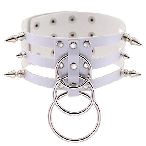 Sexy-Gioielli-Girocollo-Ragazze-alla-Moda-Sexy-Rock-Harajuku-Gothic-Black-Goth-Collare-di-Cuoio-Punk-Collana-del-Punto-Metal-Color-Bianca-Size-Gratuito