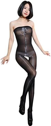 Women's Sexy Open Crotch Pantyhose by Maketook Flash Silk Super Smooth 8Den High Waist Tights - fit 4"9' - 5"9'