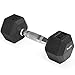 Yes4All Single Rubber Coated Hex Dumbbell with Chrome Handle (Black, 10 lbs)