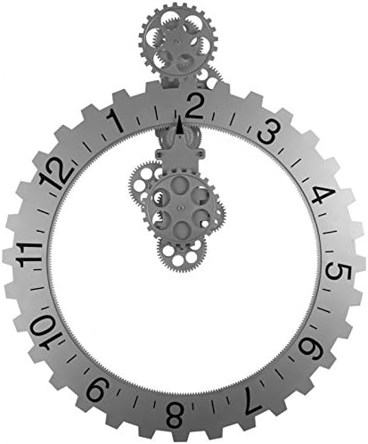CCWY Creative gear wall clock personality okake tooth simple mechanical gear table wall clock stylish mute living room wall clock ,20 , in large-tooth silver