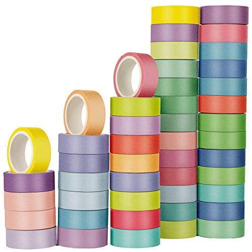 60 Rolls VVA Washi Masking Tapes | 15mm Wide Colorful Decorative Masking DIY Tapes for Crafts Scrapbook Gifts Warpping (1.5cm X 5m)