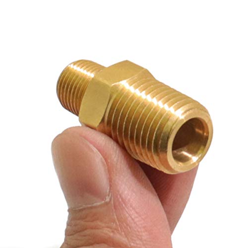 KOOTANS Forged Brass Reducing Hex Nipple, 1/4'' NPT Male x 1/8'' NPT Male Thread Adapter Brass Pipe Fitting Connector Couplings (Pack of 4) - Thumbnail 5