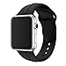 HUANLONG 38mm Soft Silicone Sport Style Replacement Band Iwatch Strap for Apple Wrist Watch Series 1 Series 2 Series 3 (Black 38mm S/M)