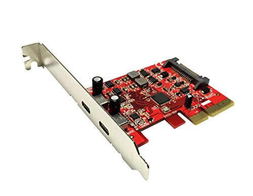 Ableconn PU31-2C-2 USB 3.1 Gen 2 (10 Gbps) 2-Port Type-C PCI Express (PCIe) x4 Host Adapter Card - Support Mac OS X 10.12 Sierra and Windows 10 / 8