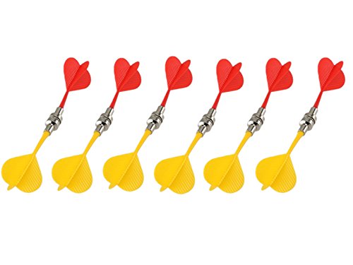 Yalis Replacement Durable Safe Plastic Wing Magnetic Darts Bullseye Target Game Toys, Red/Yellow, 12 Piece
