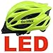 GoMax Aero Adult Safety Helmet Adjustable Road Cycling Mountain Bike Bicycle Helmet Ultralight Inner Padding Chin Protector and visor w/ Rear LED Tail Light adjust (Neon Lime with LED, Large)