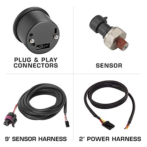 GlowShift Tinted 7 Color 100 PSI Fuel Pressure Gauge Kit Includes