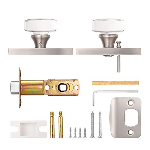 HIEMEY Glass Door Knobs Interior, Crystal Door Knobs with Lock, Privacy Bedroom/Bathroom Door