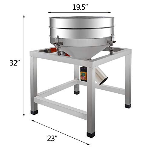 Happibuy Automatic Powder Sifter Shaker Machine 110V 300W Flour Sieve Machine Stainless Steel 2 Screens Industrial (Silver)