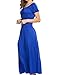 Meaneor Women Boho Cap Sleeve Smocked Waist Tiered Renaissance Summer Maxi Dress Blue XL
