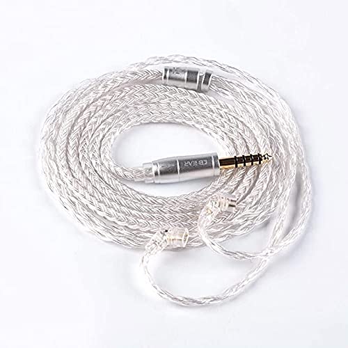 NEX KBEAR Balanced 4 Pole 4.4mm Earphone Replacement Cable 16 Core Upgrade Silver Plated Copper Cable 2 Pin Detachable Cable for AS10 ZS7 AS06 ZS6 ZSR ZS10 TRN V80 V20 CCA C10 C16 (2PIN 4.4mm)