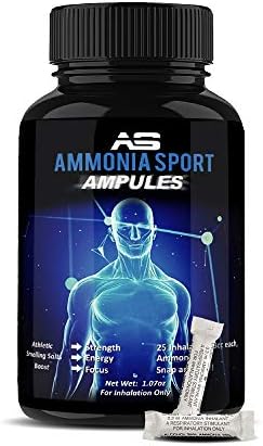 AmmoniaSport Athletic Smelling Salts - Ampules (25) Ammonia Inhalant - Smelling Salt - Increase Strength Naturally Fainting Alert First Aid - Focus Supplement - Wake Up Supplement - Pre Workout Energy