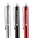 The Friendly Swede Replaceable Micro-Knit Tip Hybrid Stylus with Lanyards, Cloth and Replacement Tips (3 Pack) (Red + Black + Silver)