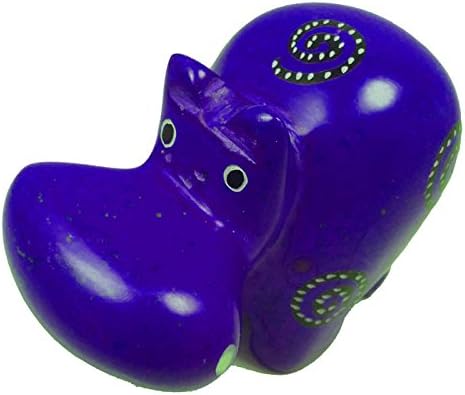 Maisha Fair Trade Hand Carved Decorative Medium Soapstone Blue Hippo