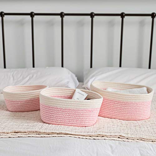 OrganiHaus Set of 3 Pink Baskets for Organizing Nursery Storage
