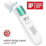 ONEBOM Forehead Thermometer for Fever with Ear Function - Instant Accurate Reading with Fever Alarm, 40 Sets of Memory, Forehead Thermometer for Kids and Adult, Pouch and Batteries Included