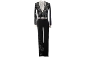 Men's Black One Piece Ice Figure Skating Suit Competition Performance Training with Diamonds