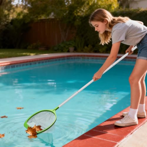 KGC Recogedor de Piscina con Mango Ajustable 69–143 cm – Malla Ultrafina para Piscinas, estanques, para jacuzzis, Jardines, para Bestway, Piscinas Infantiles y spas – Verde