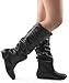 ROF Women's Soft Slouchy Flat To Low Heel Knee High Boots