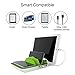 TopTops 4 USB Ports and 1 QI Wireless Charging Pad Fast Charging Station Dock for iPhone 8, iPhone X, iPhone 7, 6S, iPad, Samsung Galaxy Note 8 with Charging Cables (Green)
