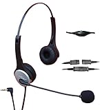 Voistek Call Center Telephone Headset with Noise Canceling Mic + QD + Volume Mute for Cisco Linksys SPA Polycom Grandstream Panasonic Zultys & Gigaset Office IP & Cordless Dect Phones with 2.5mm Jack