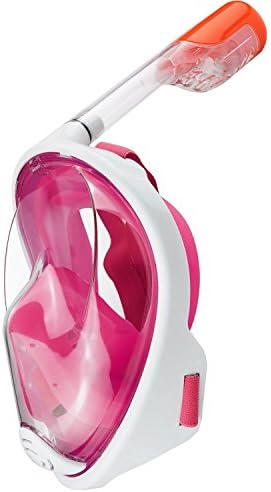 180° Full Face Snorkel Mask-With Anti-Fog Anti-Leak Snorkeling Design,See More Water World Larger Viewing Area (PINK, S)