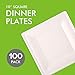 FOCUSLINE 100% Compostable Paper Plates 10 Inch, 100 Pack Heavy Duty Disposable Square Dinner Plates, Biodegradable, Eco-Friendly, Made of Natural Sugarcane Fibers