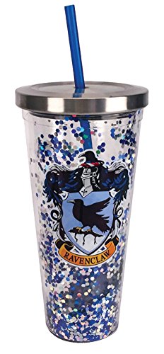 Spoontiques 21319 Ravenclaw Glitter Cup w/Straw, 20 ounces, Blue - //coolthings.us